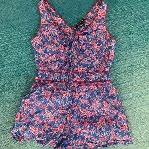Blue and dark pink romper